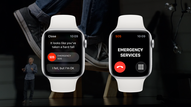 How does fall detection on the Apple Watch Series 4 work?