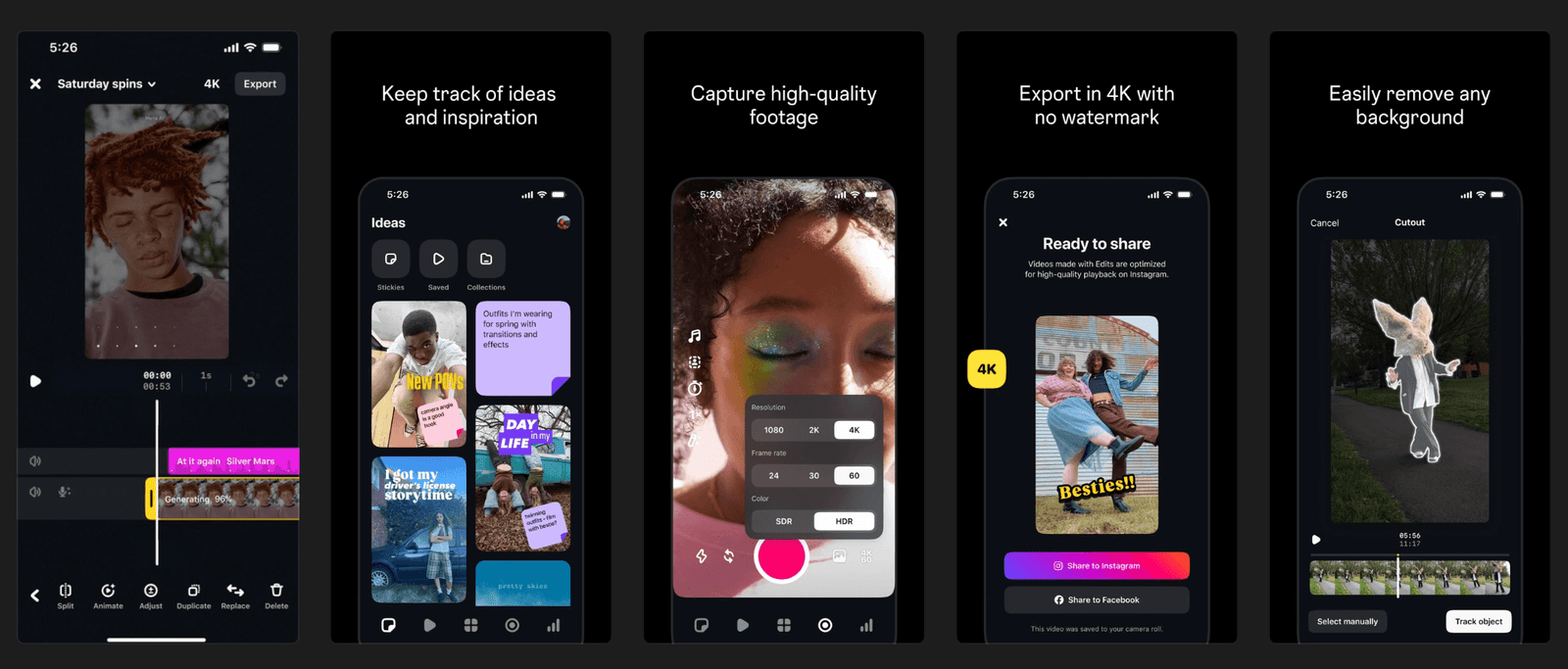 Edits iPhone video editing app Instagram