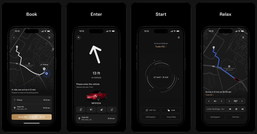 tesla robotaxi iphone app