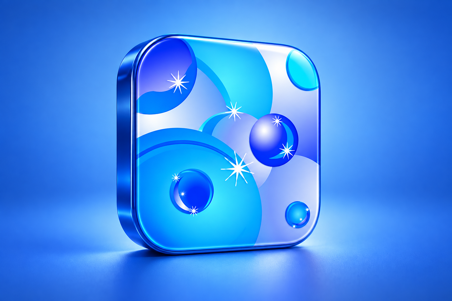 3D illustration of the Bubbles app icon on a colored background.