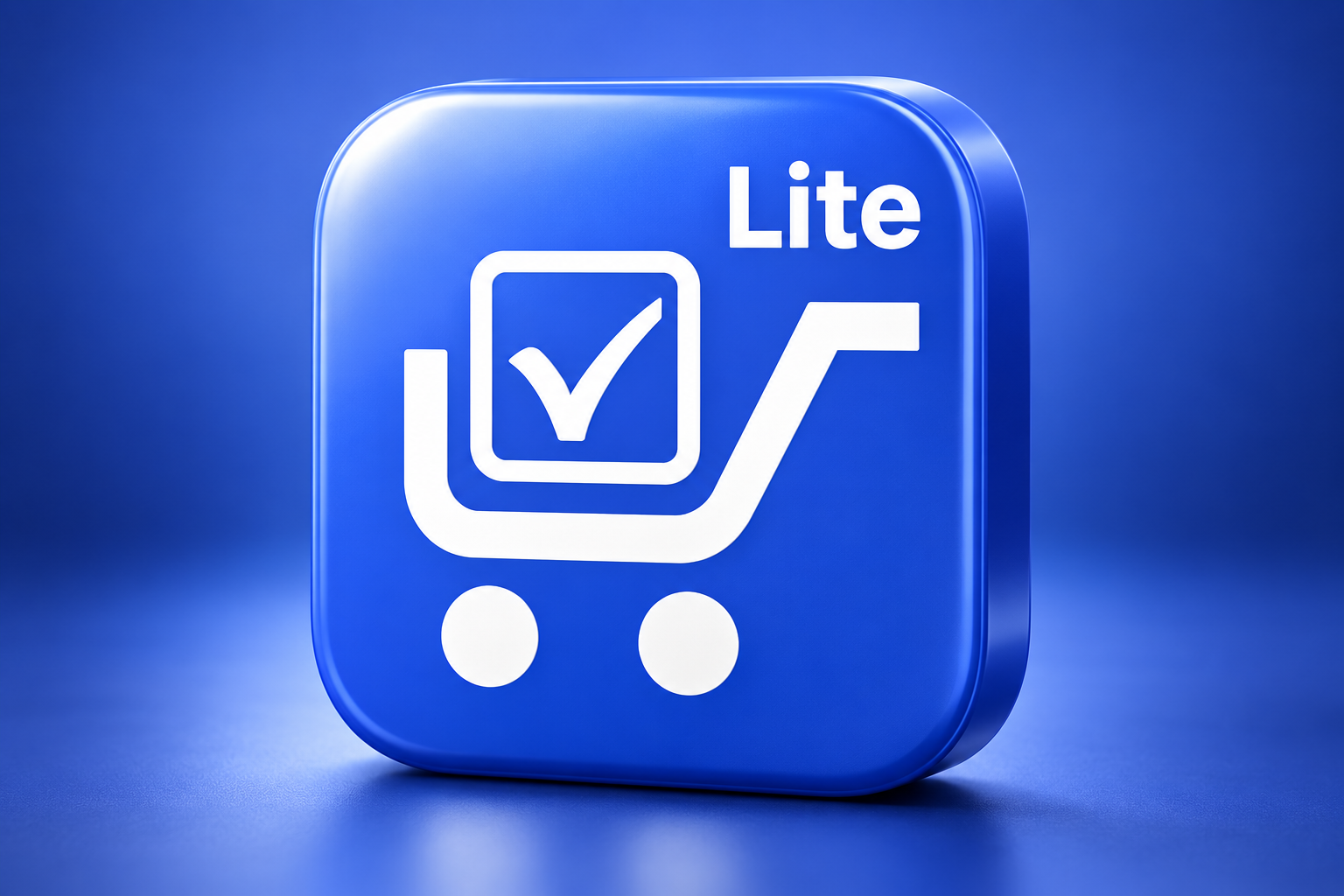 Editorial 3D illustration of the Grocery Gadget Lite app icon on a colored background; not an app screenshot.