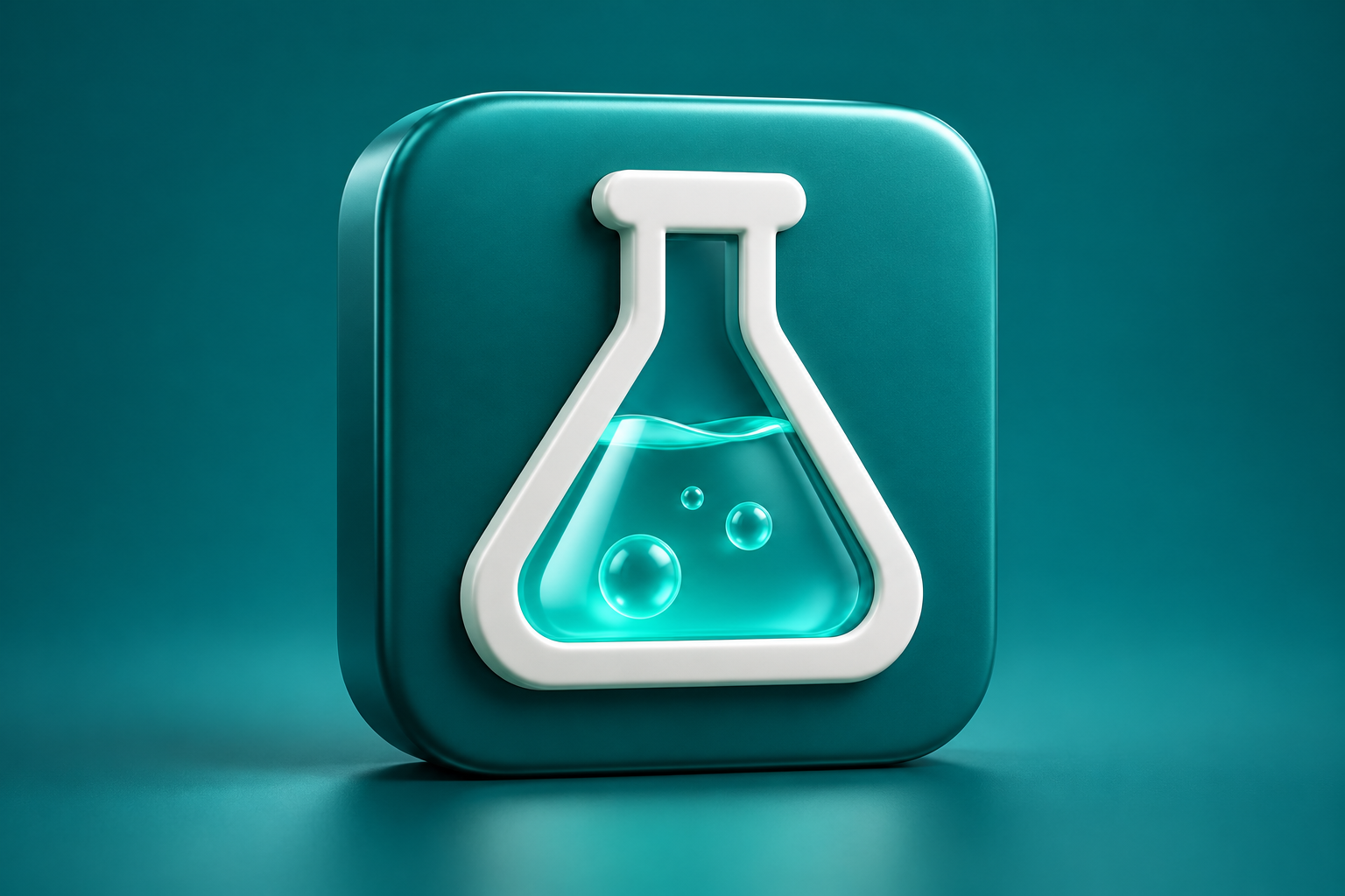 Contextual 3D editorial illustration for iChemistry by Kyle Moore: equation balancing on early iPhones; not an official app logo or screenshot.