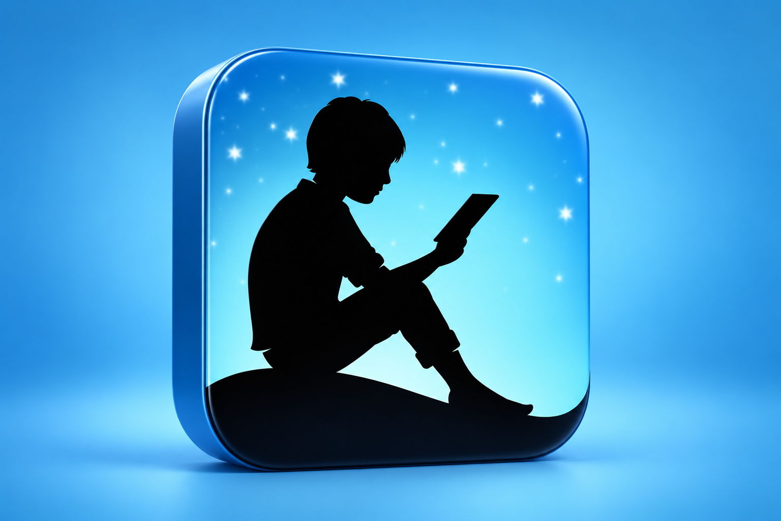 Editorial 3D illustration of the Amazon Kindle: Reading App app icon on a colored background; not an app screenshot.