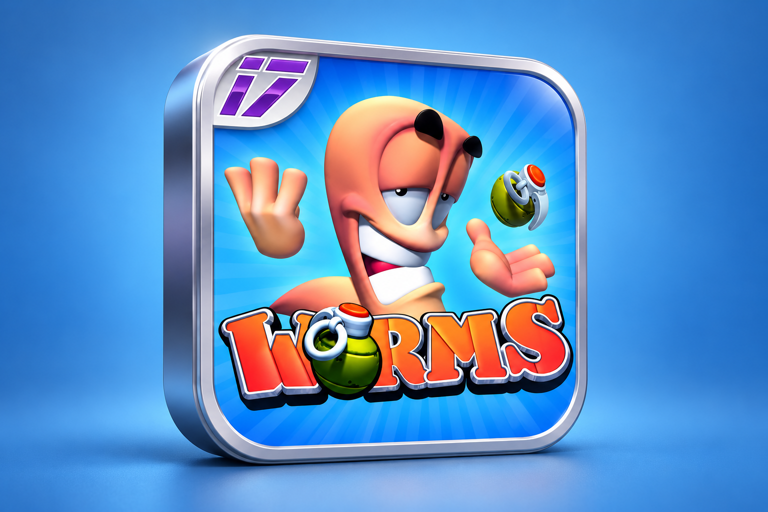 Editorial 3D illustration of the WORMS app icon on a colored background; not an app screenshot.