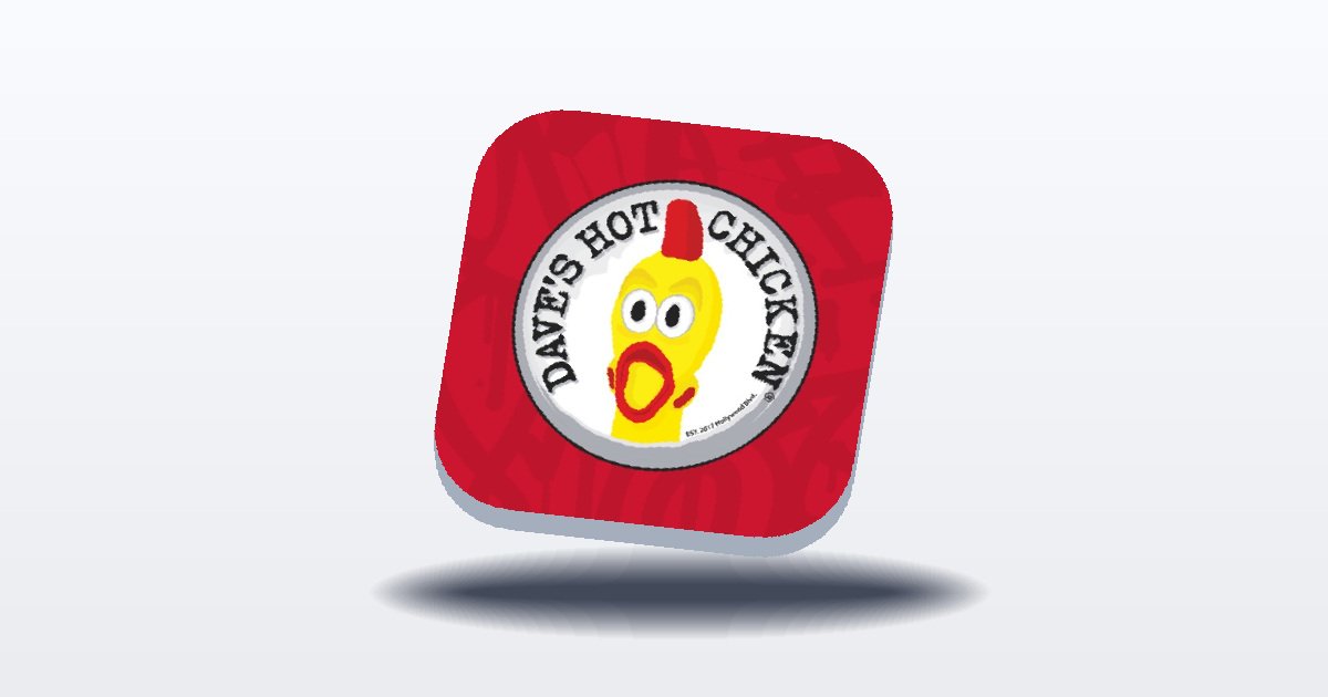 Dave’s Hot Chicken® App app icon rendered as a three-dimensional tile