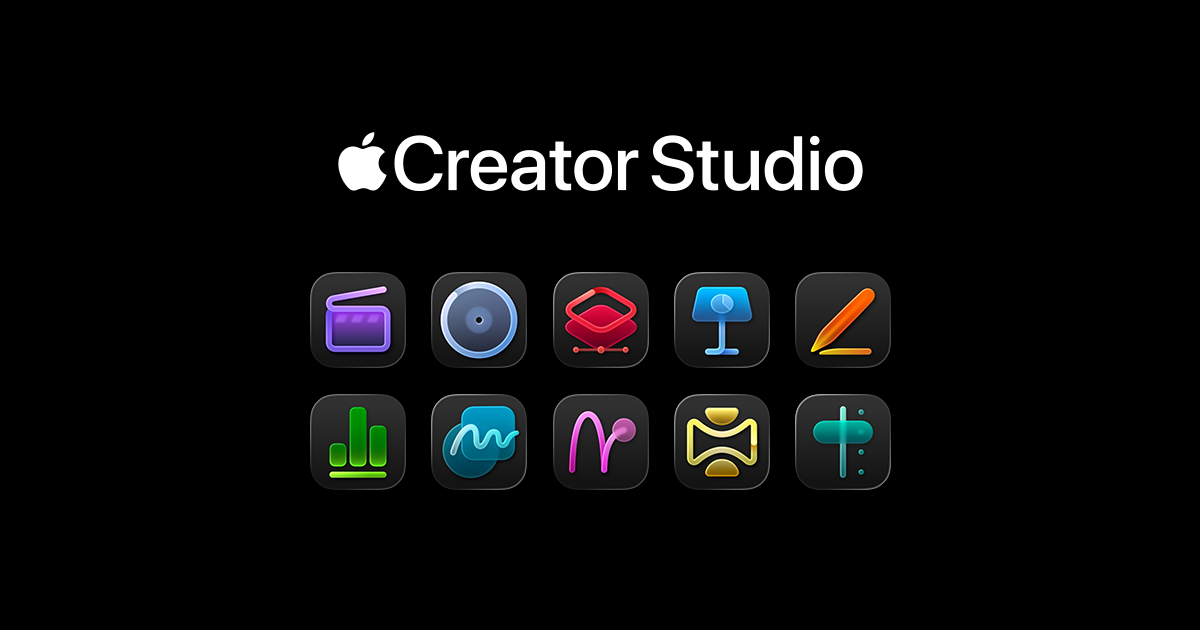 Apple Creator Studio product page image showing the bundle’s app icons