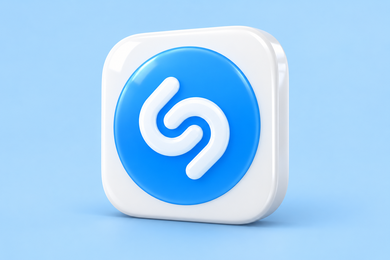 Generated 3D interpretation of the current Shazam logo on a light blue background.