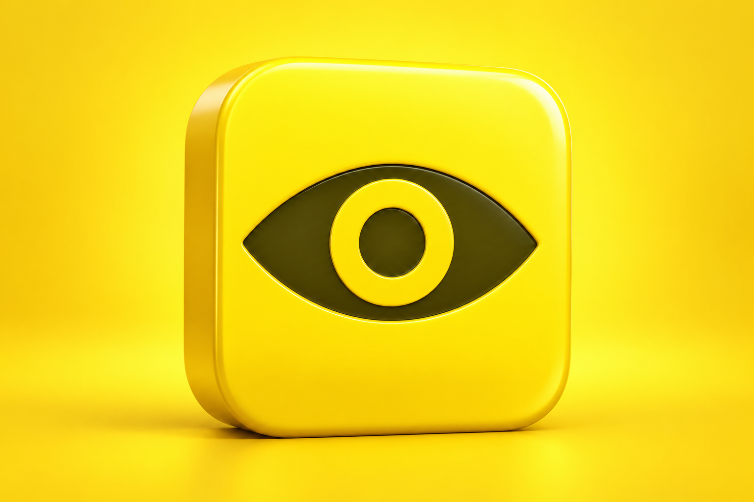 3D editorial illustration of the verified Mobiscope app icon on a yellow background.