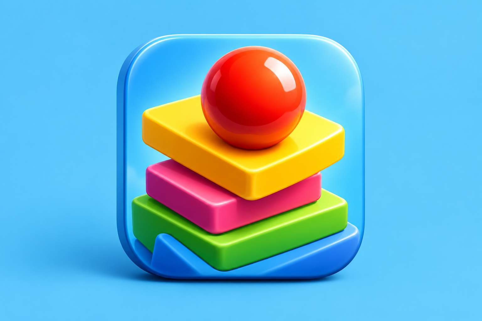 Contextual 3D editorial illustration for Dinky Ball: tilt, jump and climb a tower on early iPhone; not an official app logo or screenshot.