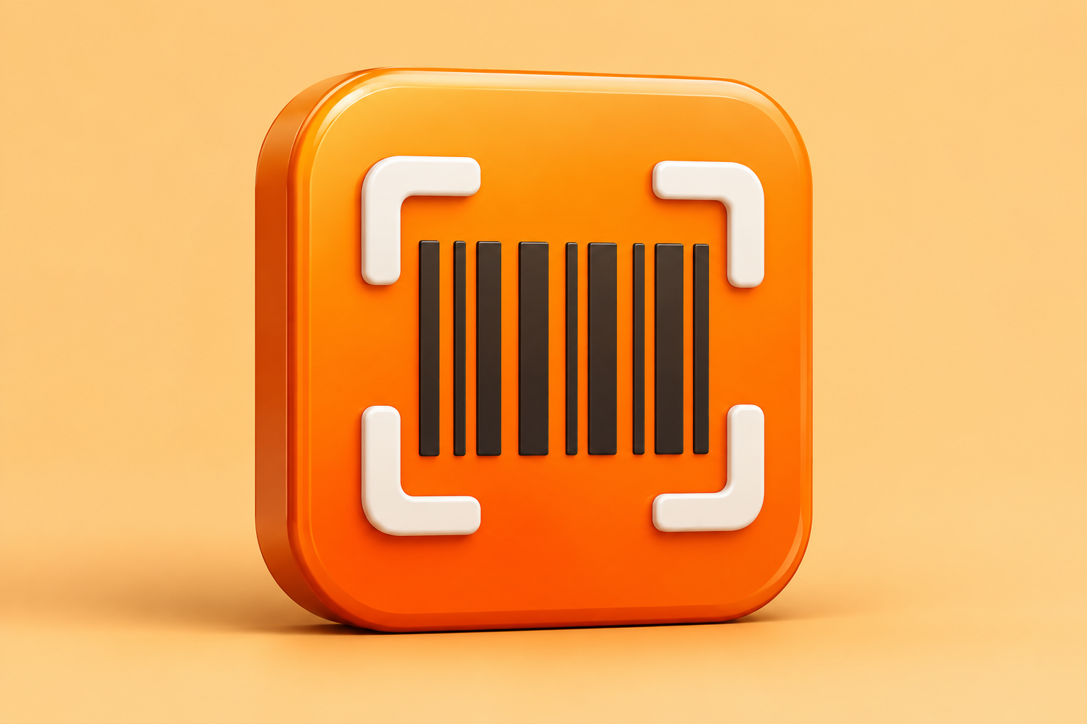 Contextual 3D editorial illustration for Barcode Reader by SHAPE: the original iPhone shopping scanner; not an official app logo or screenshot.