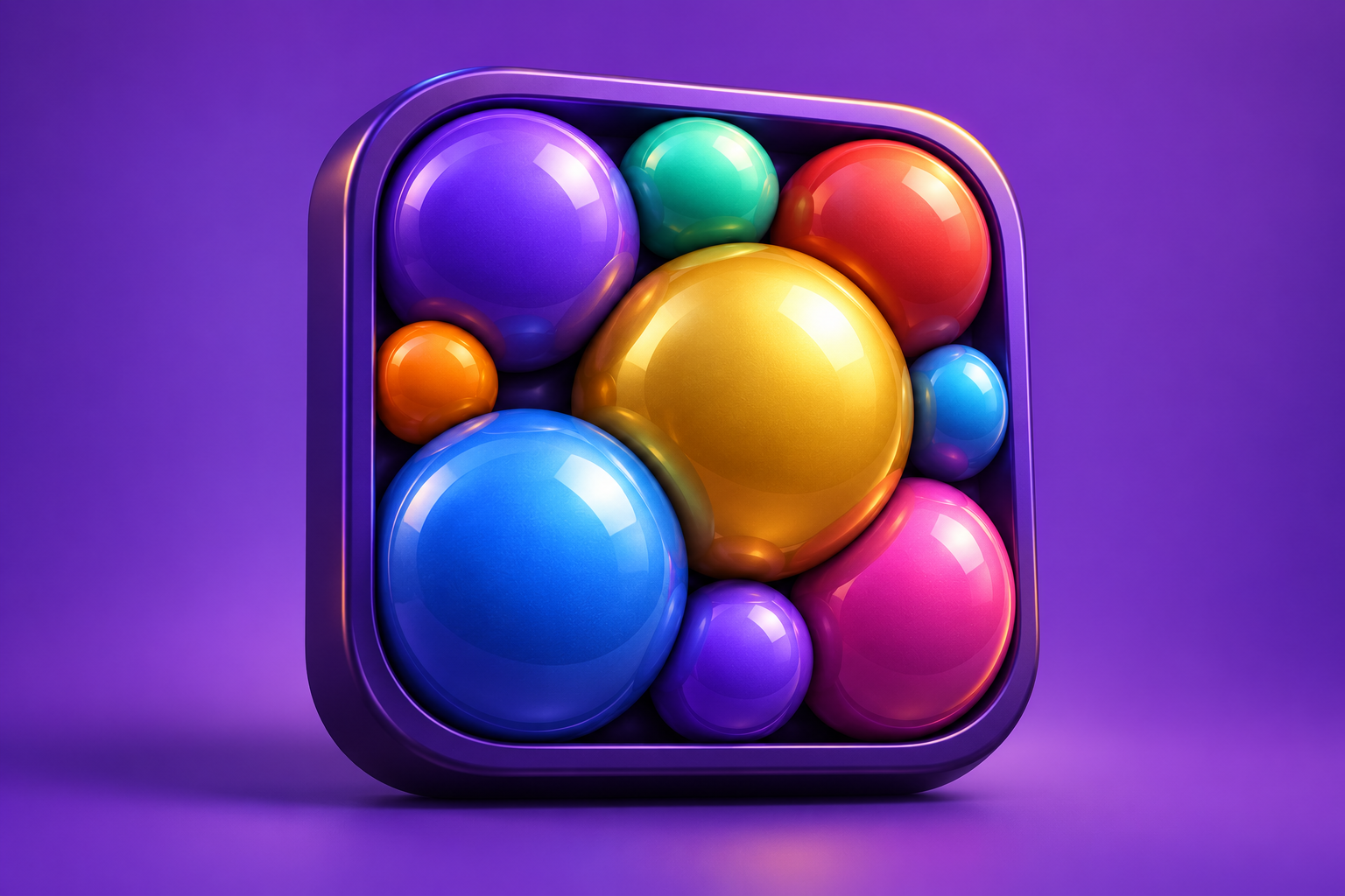 Contextual 3D editorial illustration for Xpandaballs: a puzzle where every stopped ball takes up space; not an official app logo or screenshot.