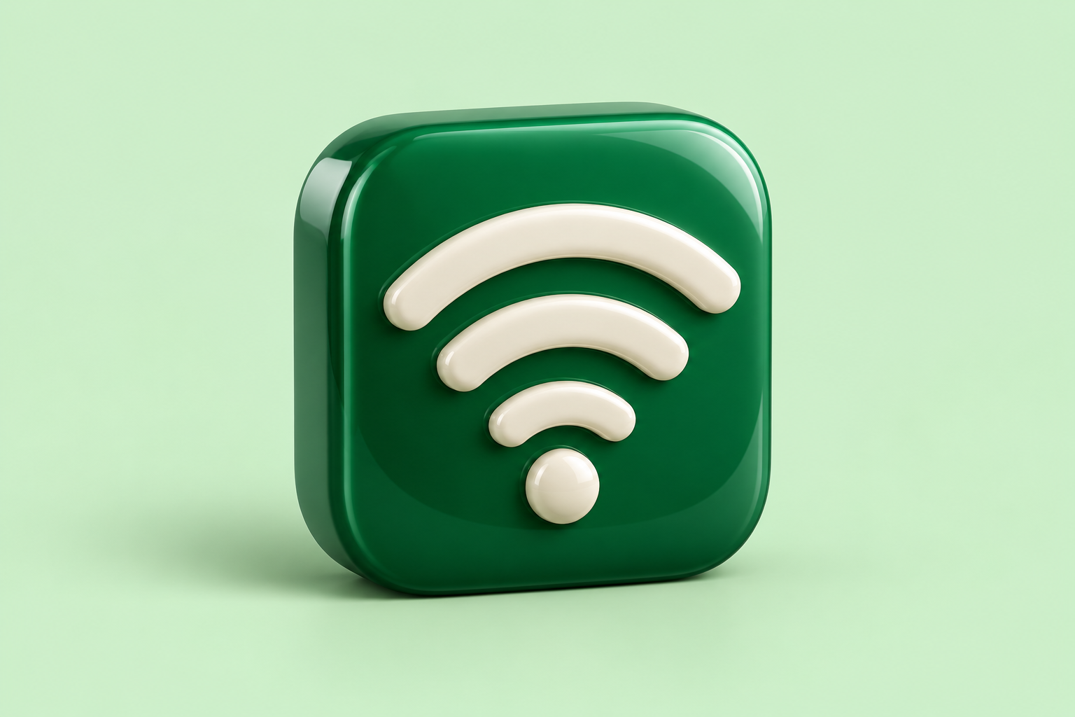 Contextual 3D Wi-Fi signal icon on a mint background; editorial illustration, not the official WifiTrak logo.