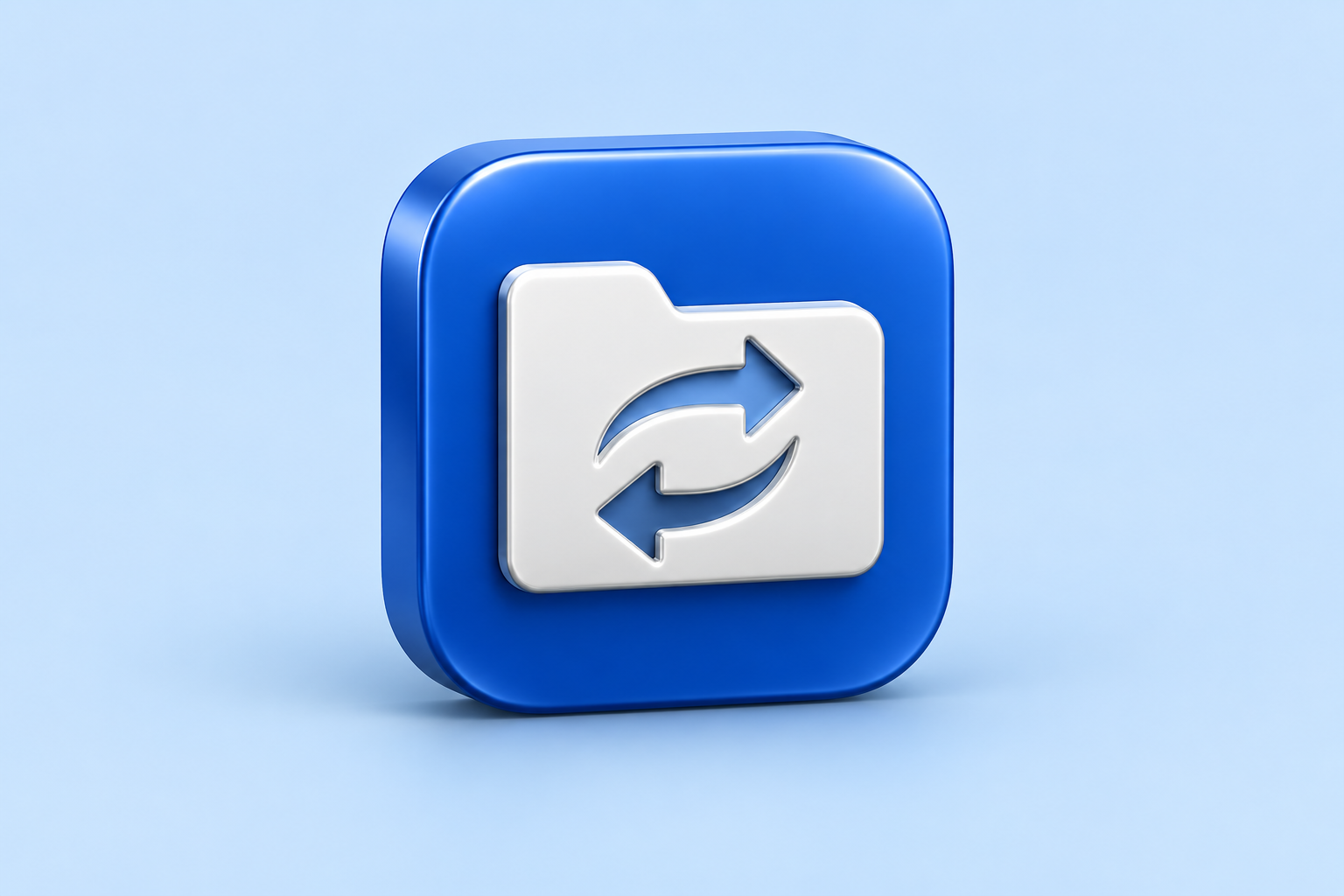 Contextual 3D file-access icon on pale blue; editorial illustration, not an official Myf2p logo.