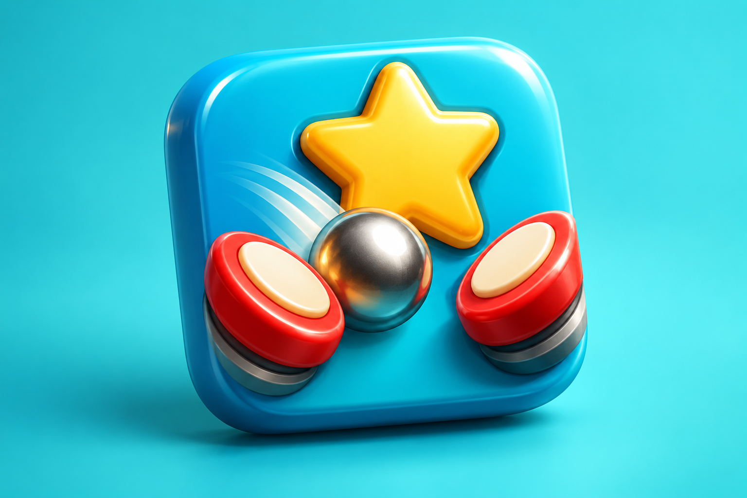 Contextual 3D editorial illustration for Bumper Stars: a Facebook game makes the move to iPhone; not an official app logo or screenshot.