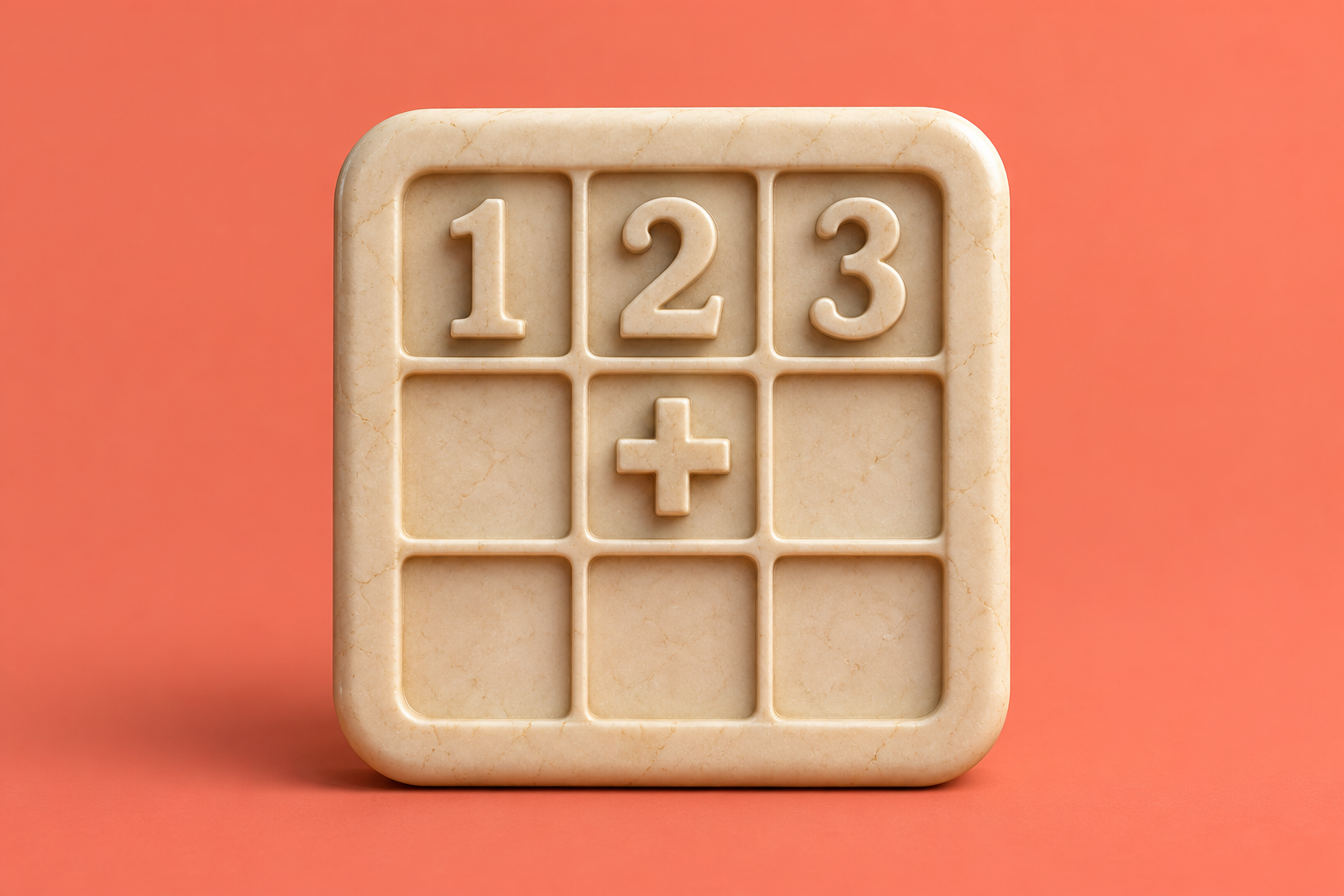 Contextual 3D editorial illustration of a number puzzle for the historical KENKEN review; not an official app logo.
