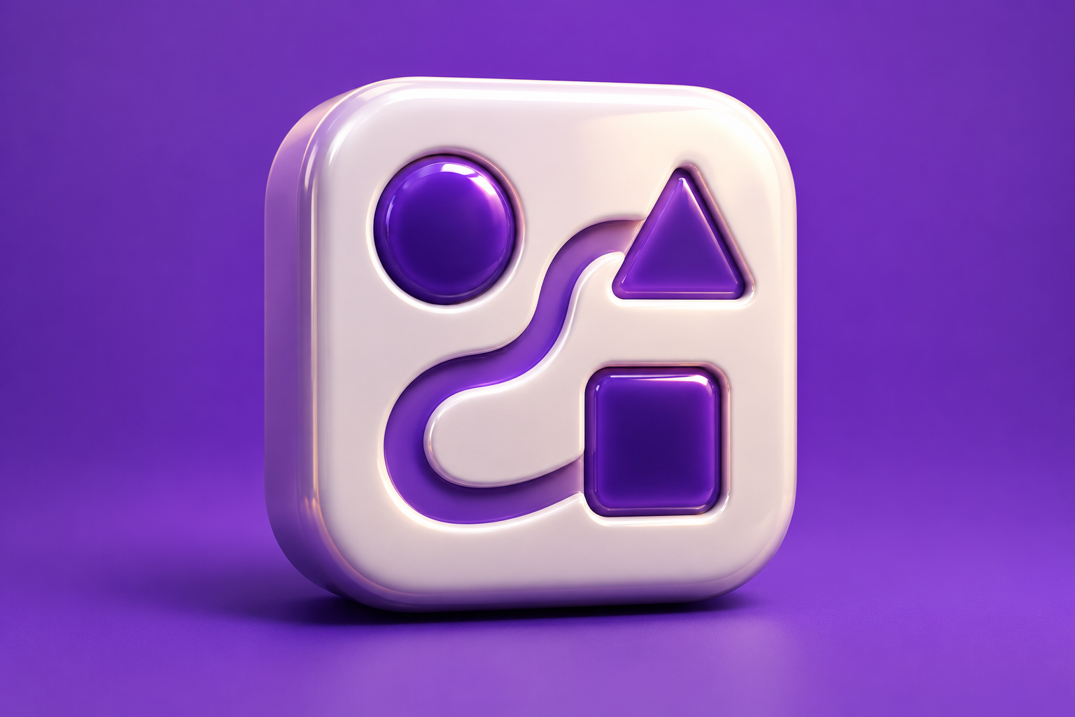 Contextual 3D editorial illustration for Symbolism: revisiting the original iPhone puzzle-game video; not an official app logo or screenshot.