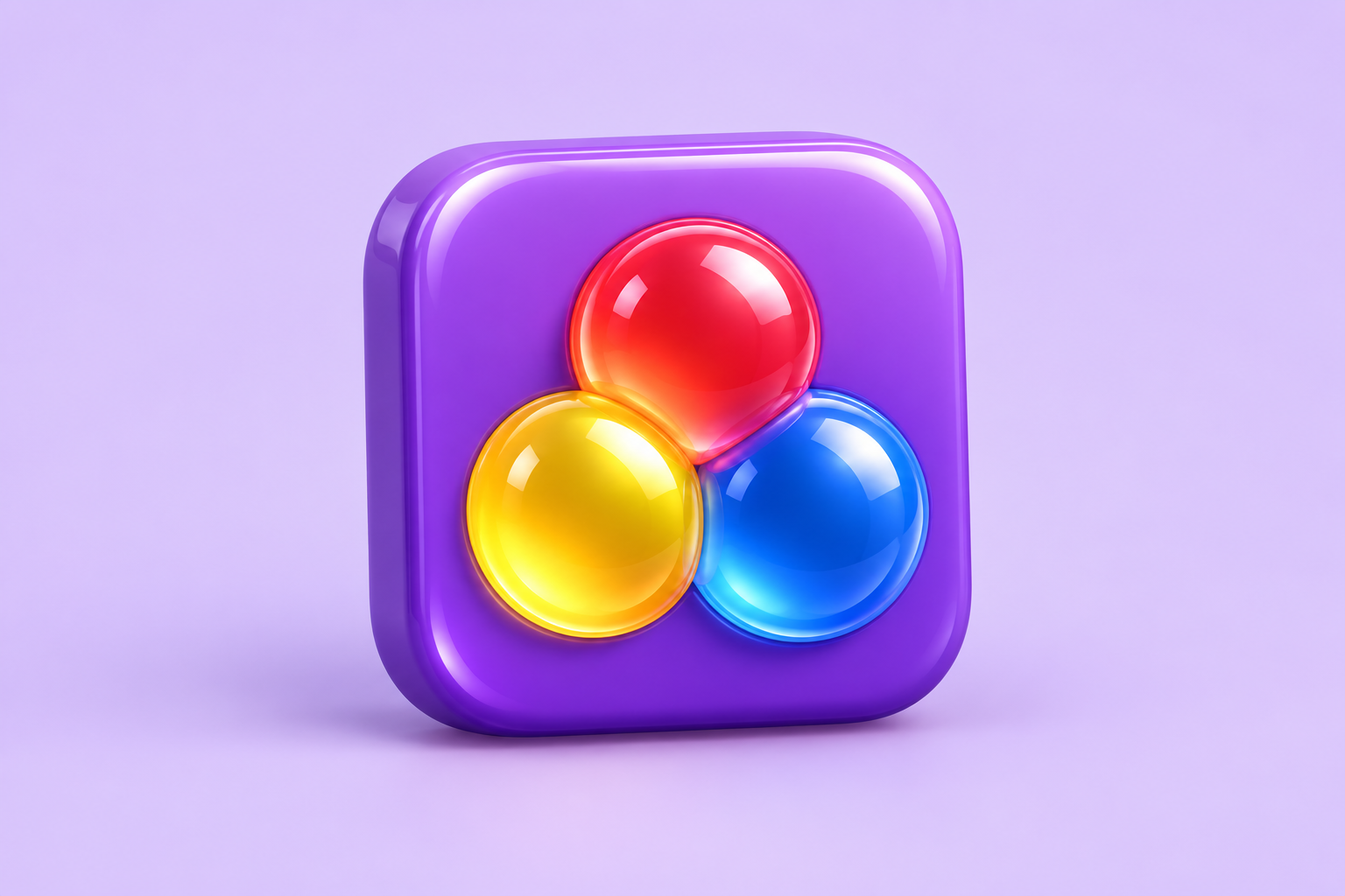 Contextual 3D bubble-puzzle icon on lavender; editorial illustration, not the official Super Juicy logo.