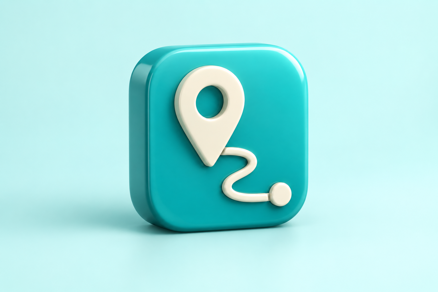 Contextual 3D map pin and route icon on an aqua background; not the official GPSed logo.