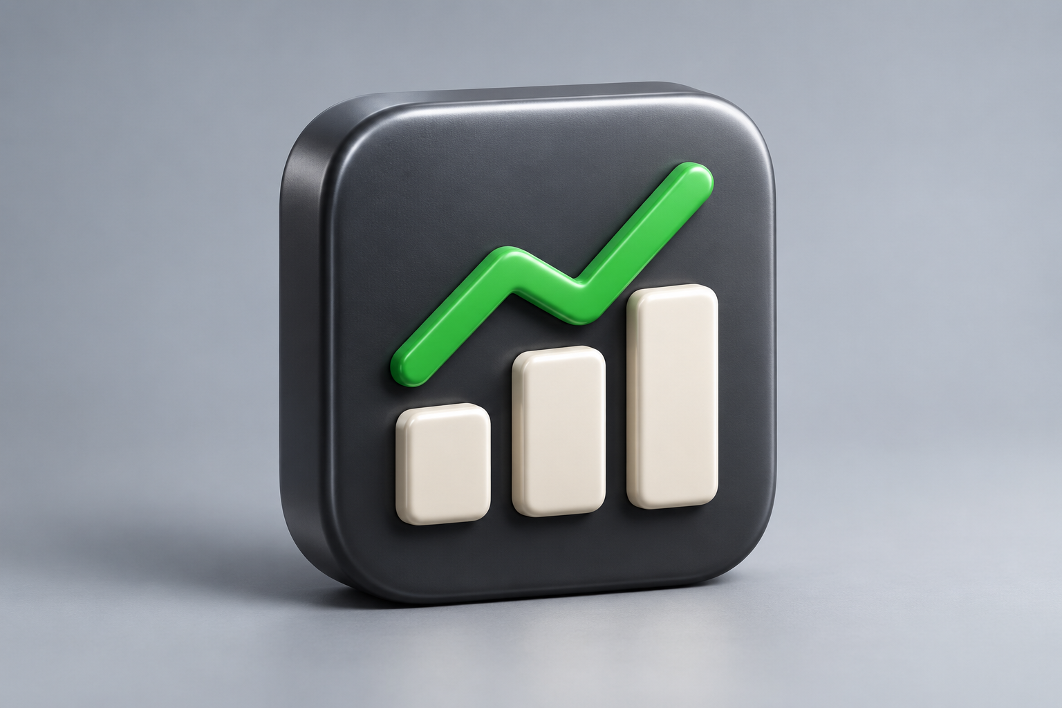 Contextual 3D editorial illustration for StockWatch: Toughturtle’s early iPhone portfolio web app; not an official app logo or screenshot.