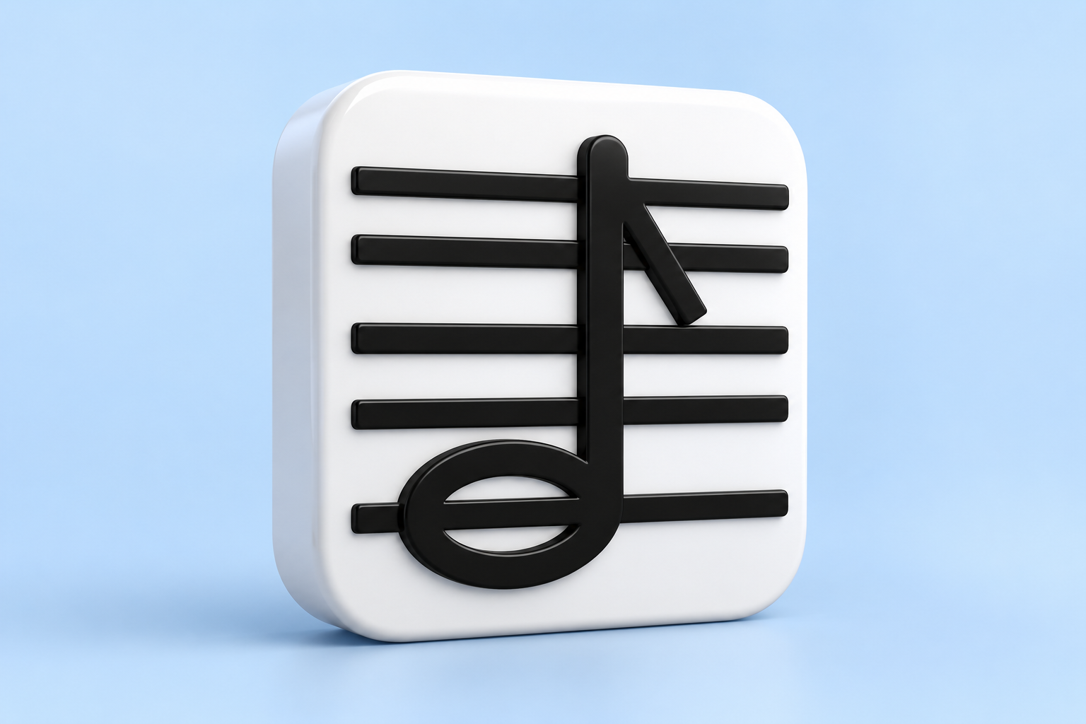 3D interpretation of the black musical-note Audio Tuner app icon from its Apple-hosted artwork.