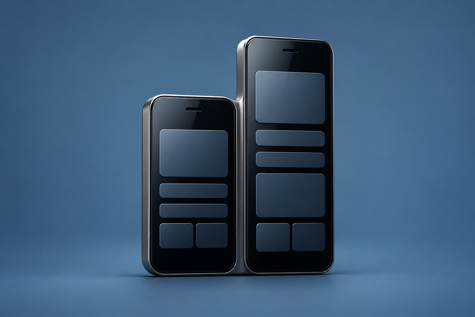 Contextual 3D editorial illustration comparing shorter and taller phone-screen layouts for the iPhone 5 article; not an actual app interface or device specification.