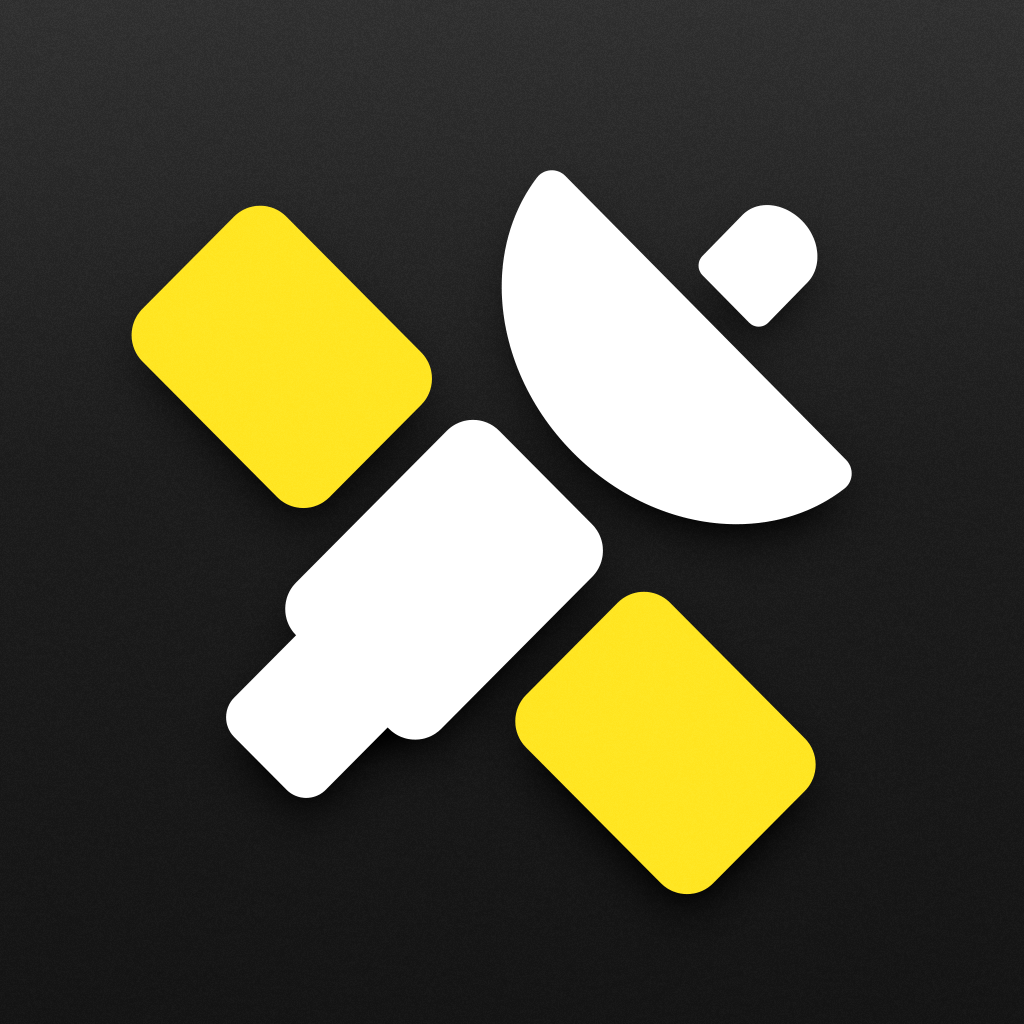Official NetNewsWire 7 app icon with a white and yellow satellite on a dark background