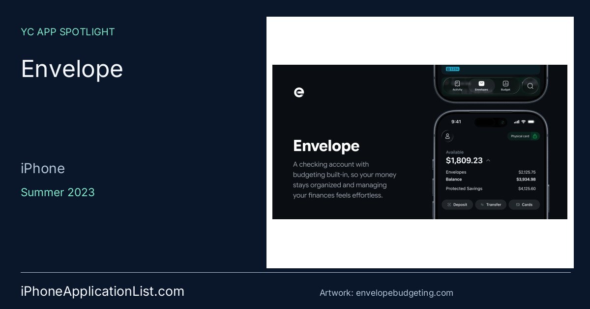 Envelope official artwork with iPhoneApplicationList YC app spotlight branding